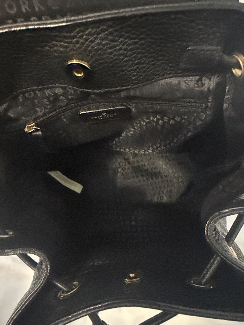 kate spade Black Pebbled Leather Flap Drawstring Backpack with Gold Hardware - Picture 8 of 8